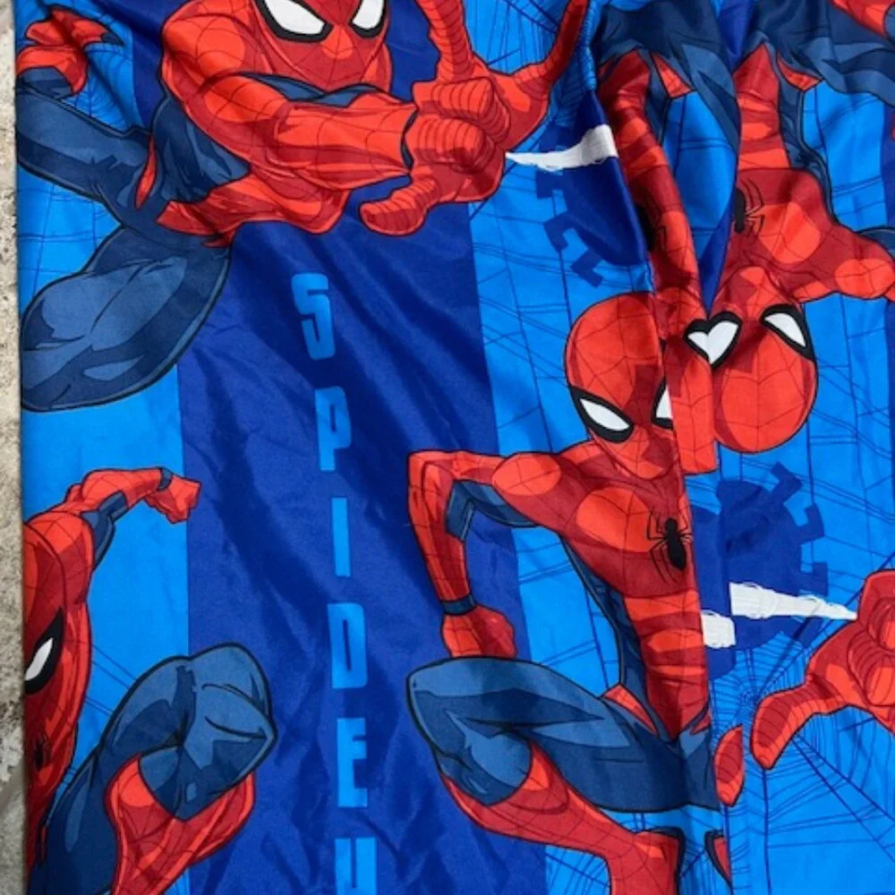 MARVEL Spider-Man Shower Curtain with Blue Plastic Shower Curtain Rings